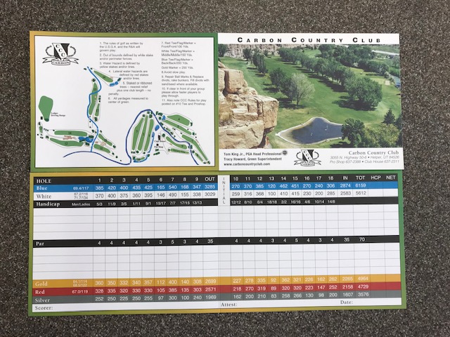 Scorecard Carbon Country Club